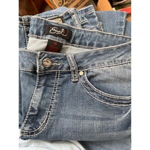 Earl Jeans Women's Blue Distressed Rhinestone Pocket Bootcut Jeans Size 10